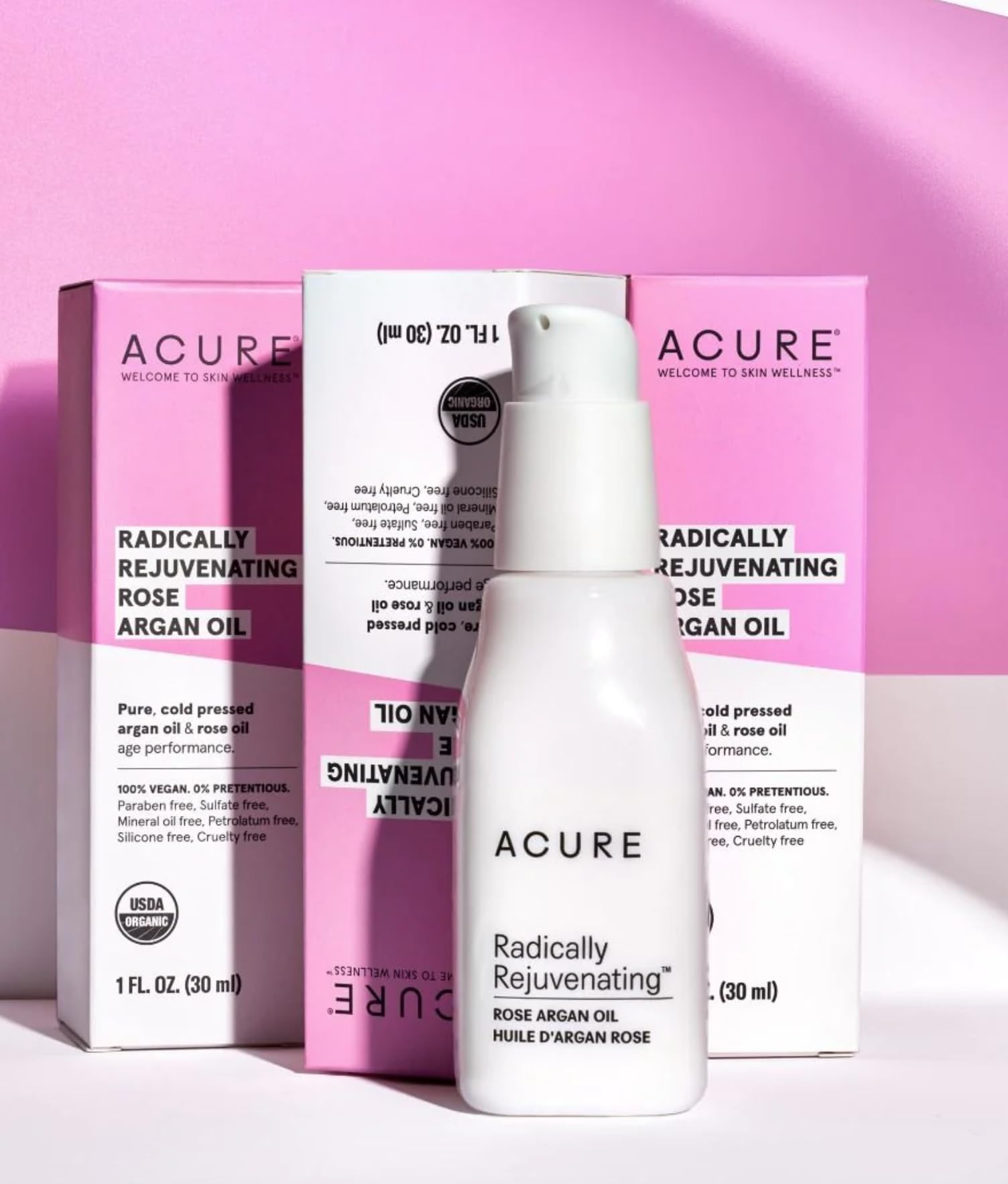 ACURE Radically Rejuvenating Rose Argan Oil | 100% Vegan | Provides Anti-Aging Support | Pure, Cold Pressed & Rich in Vitamin E - Hydrates & Restores | 1 Fl Oz