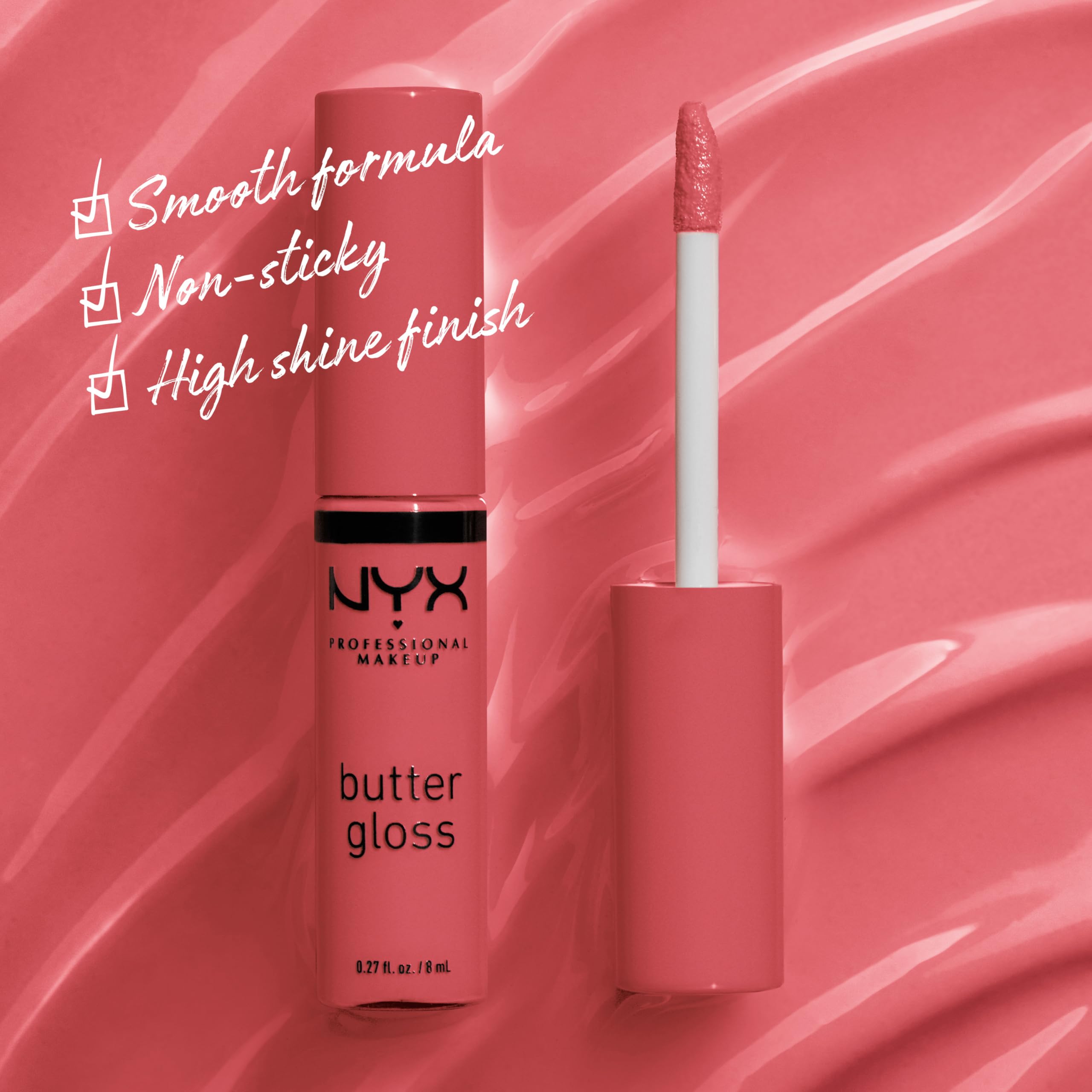 NYX PROFESSIONAL MAKEUP Butter Gloss, Non-Sticky Lip Gloss - Sorbet (Vibrant Coral)