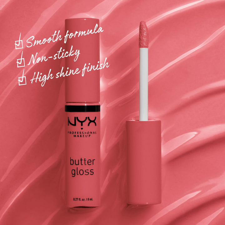 NYX PROFESSIONAL MAKEUP Butter Gloss, Non-Sticky Lip Gloss - Sorbet (Vibrant Coral)