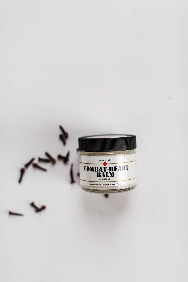 Combat Ready Skin Balm 2Oz By Skincando - All Natural - Intensive Moisturizer - Skin Cream - Organic Ingredients - Apricot Kernel Oil - Grapefruit Seed Extract - Black Spruce - Black Tea Moisturizer