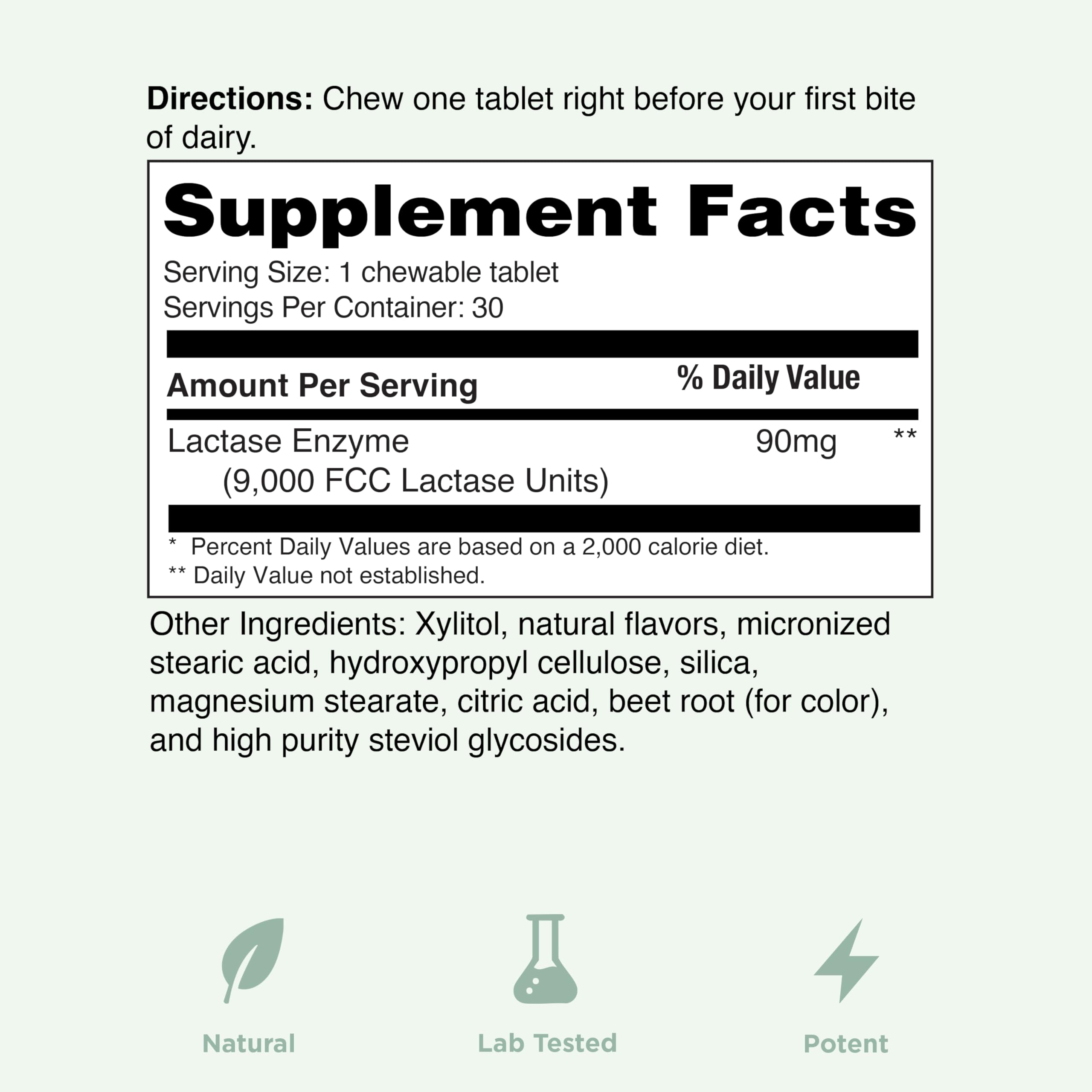 Fast Acting Dairy Relief Chewables - Natural Lactase Enzyme 9000 FCC - Say Goodbye to Dairy Discomfort - Dairy Pills for Lactose Intolerance Pills Chewable - Delicious Strawberry Cream Flavor - 30ct