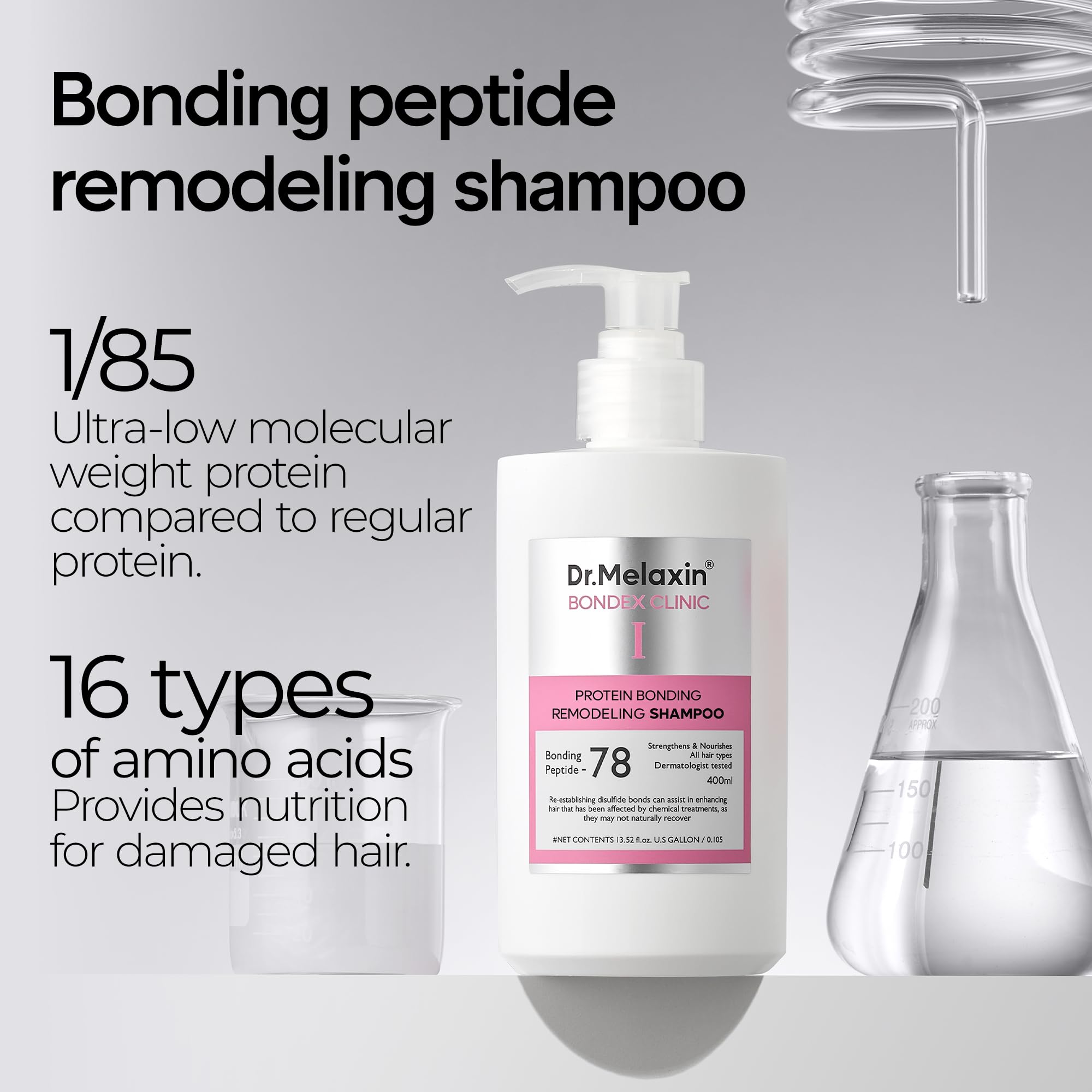 Dr.Melaxin Bondex Protein Bonding Remodeling Shampoo with Argan Oil | Strengthening Keratin & Peptides Bonder | Repair Hair | 13.52 fl.oz.