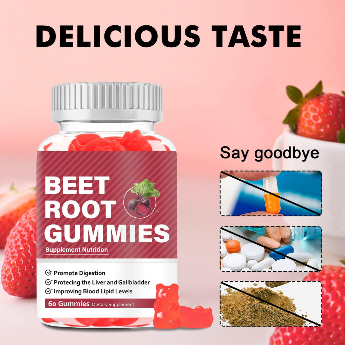 Velna zivs Beet Root Gummies Supplements, Beet Root Chewables, Beet Root Gummy Supplement for Adults, Energy Providing, Nutrition Supporting, Multivitamin