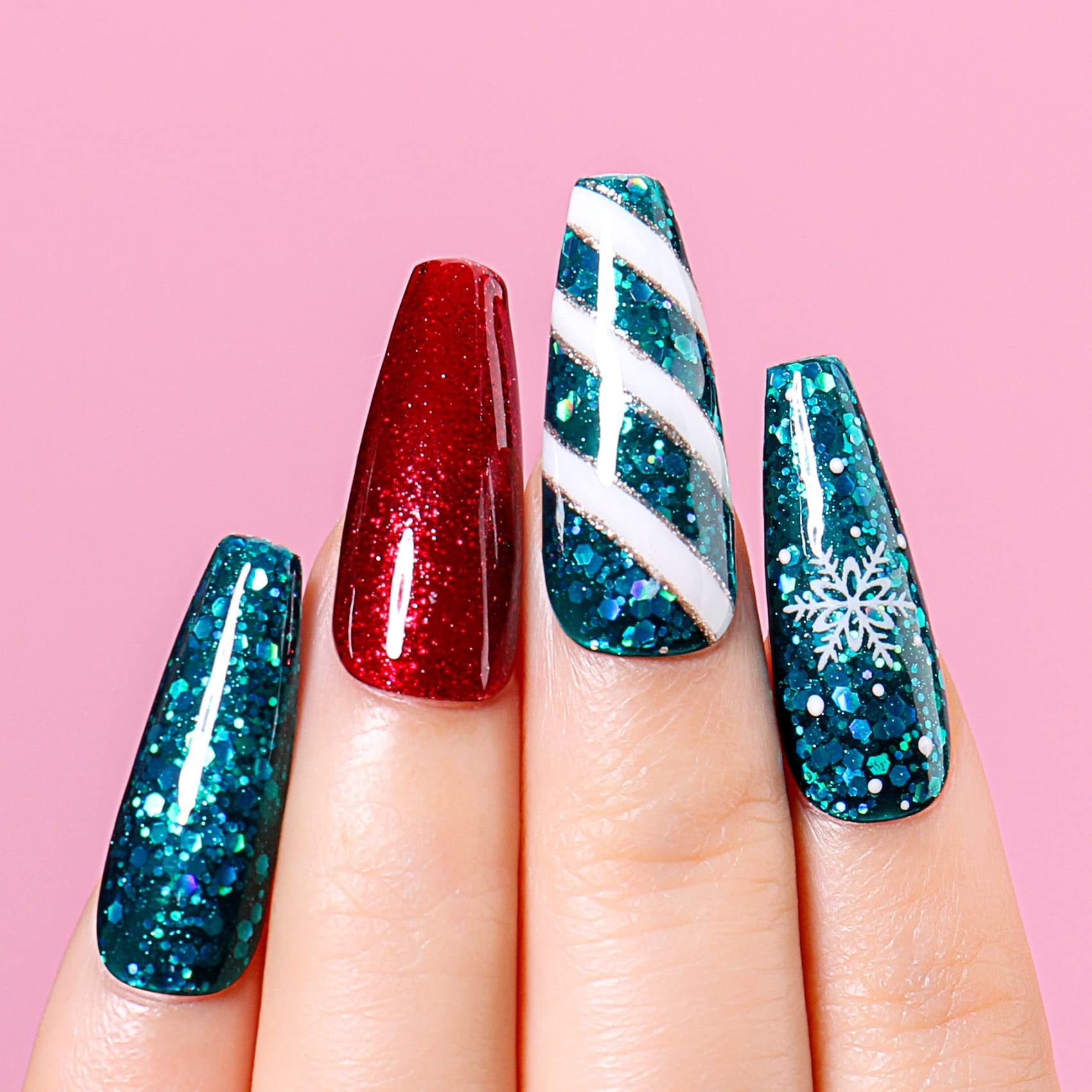 AIMEILI Shellac Soak Off UV LED Gel Nail Polish - Diamond Glitter Teal Blue Green (044) 10ml