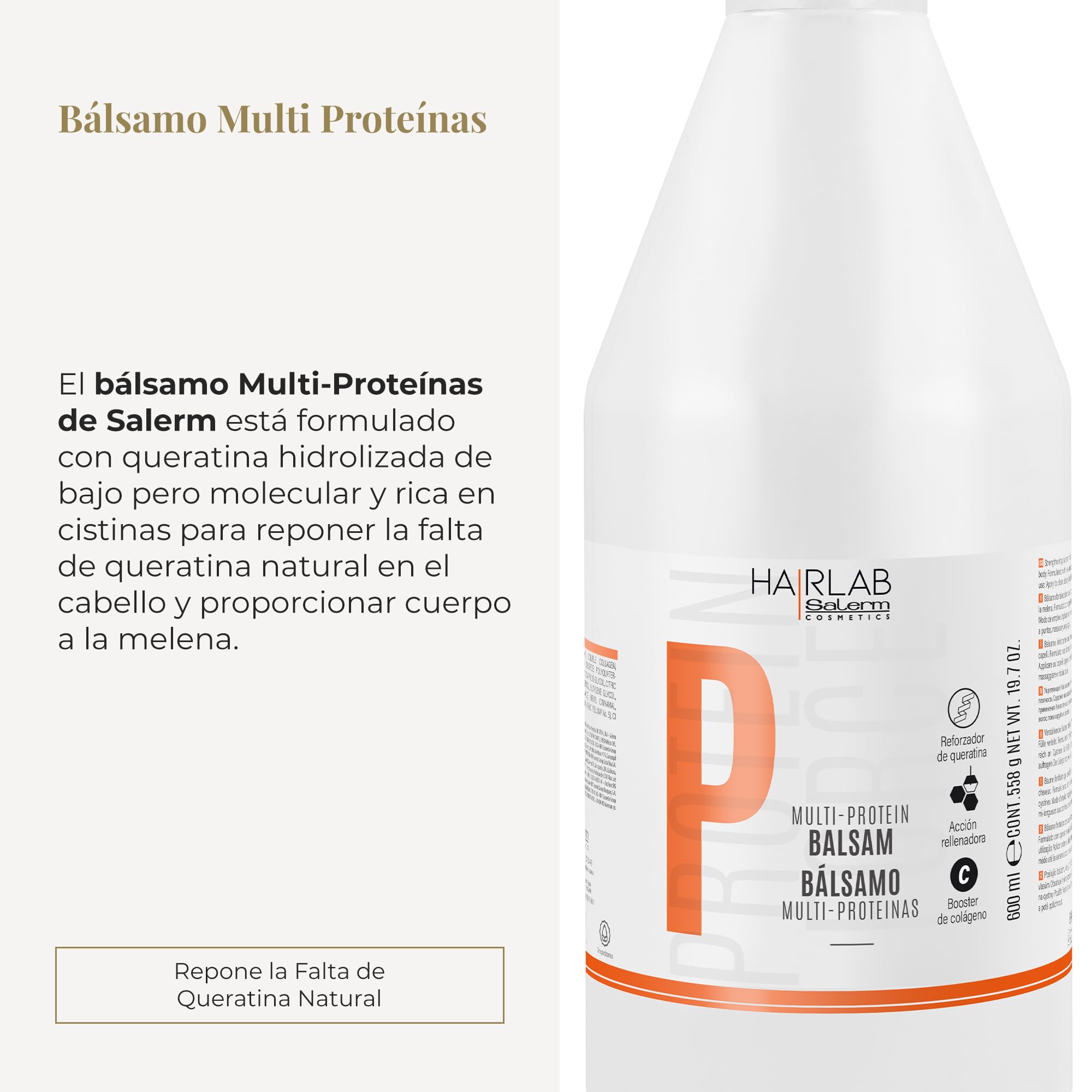 SALERM - Hair Conditioner - Multi-Proteins Hair Lab Balm - 600 ml - Helps Strengthen and Repair Hair - Adds Volume - Paraben-Free