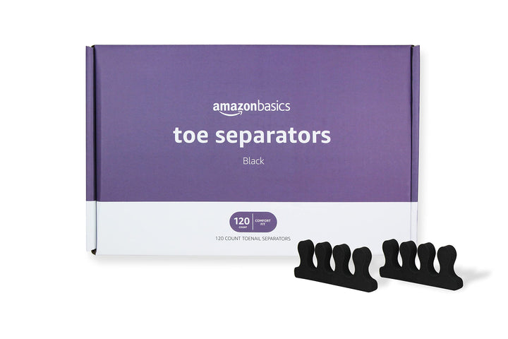 Amazon Basics Toe Separators, Black, Solid, 120 Count, Large