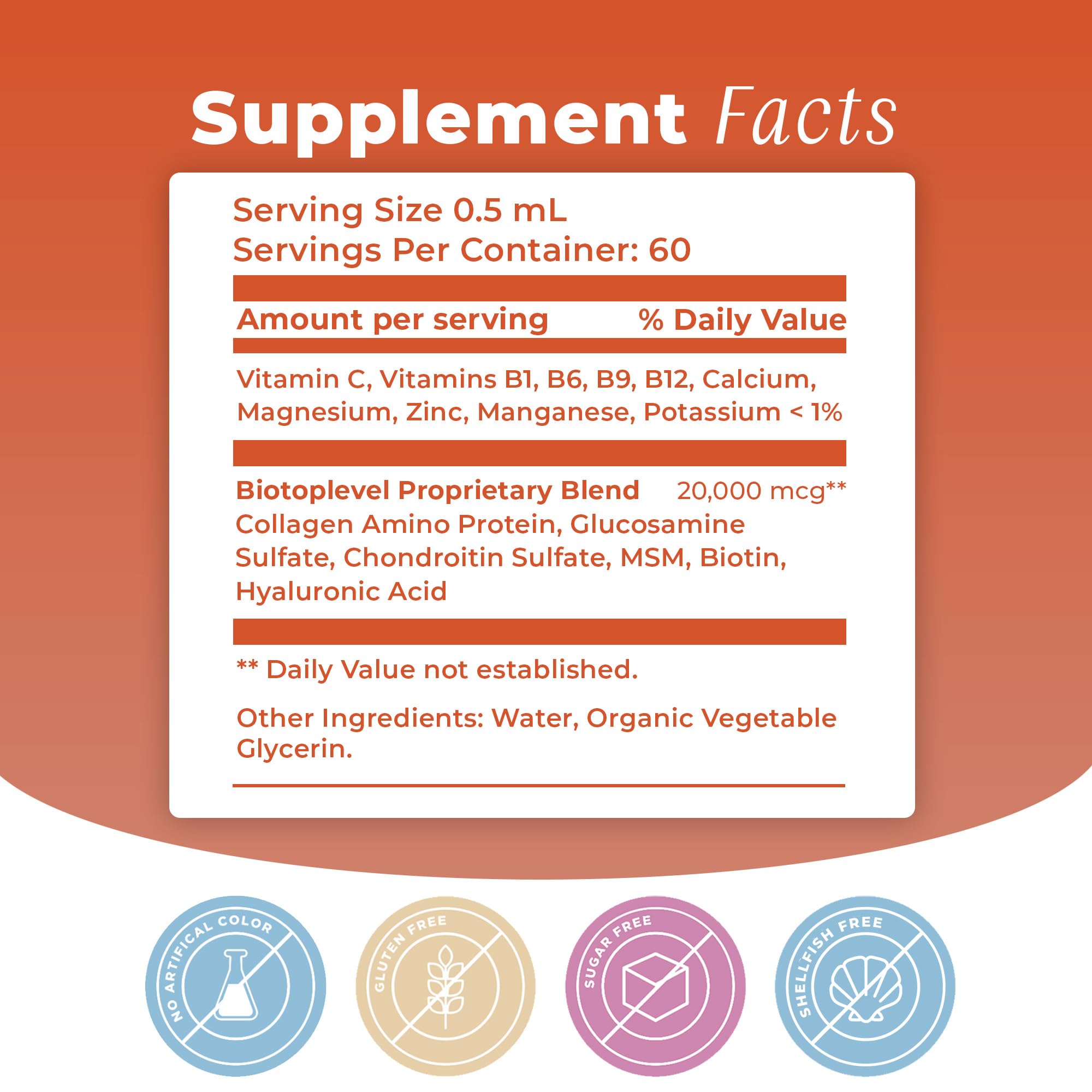 BIOTOPLEVEL Best Combination (Bundle) for The Good Health of Joints, Bones, Muscles, Hair, Skin and Nails - Glucosamine, Chondroitin, Collagen, Biotin, Hyaluronic Acid, MSM and Vitamin C