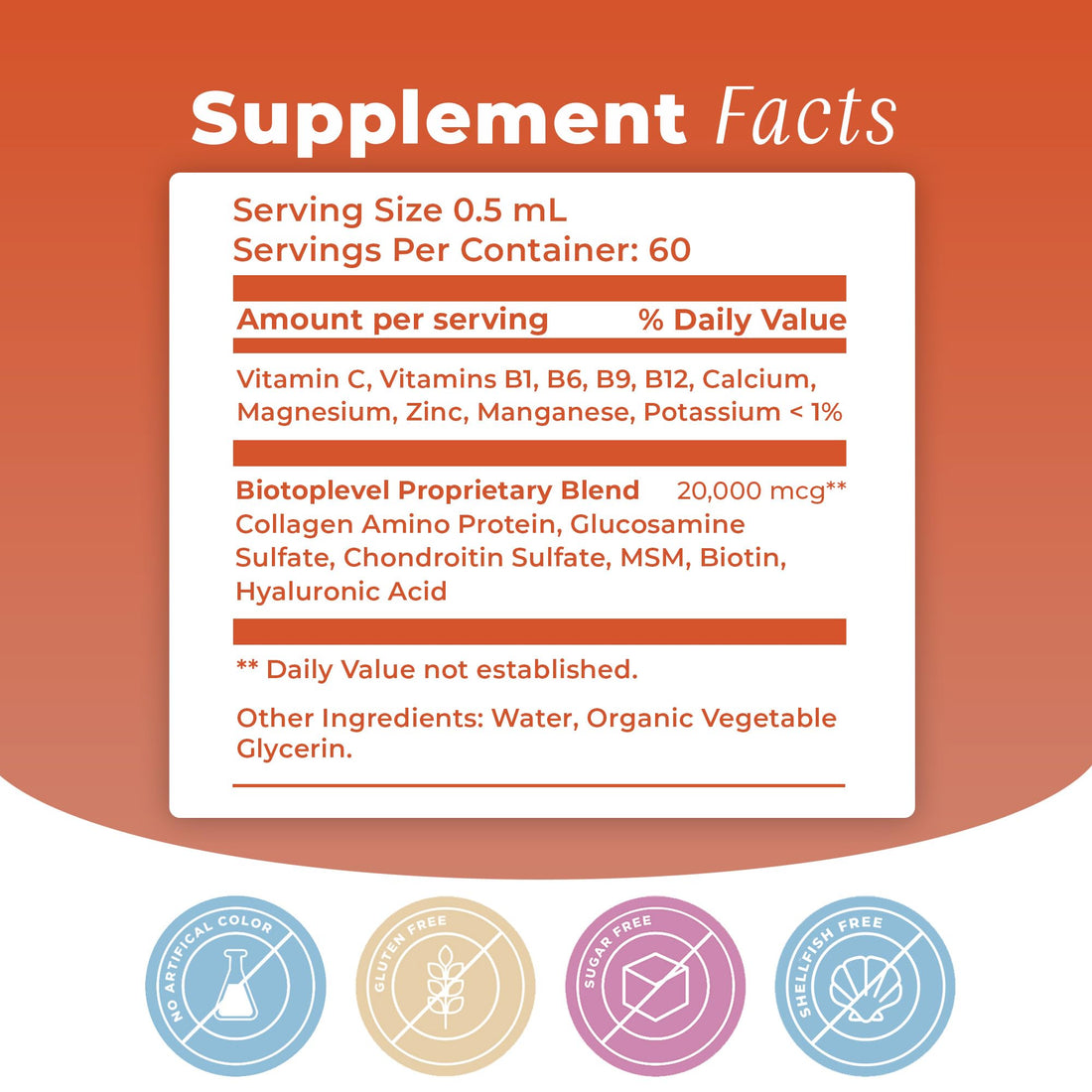 BIOTOPLEVEL Best Combination (Bundle) for The Good Health of Joints, Bones, Muscles, Hair, Skin and Nails - Glucosamine, Chondroitin, Collagen, Biotin, Hyaluronic Acid, MSM and Vitamin C