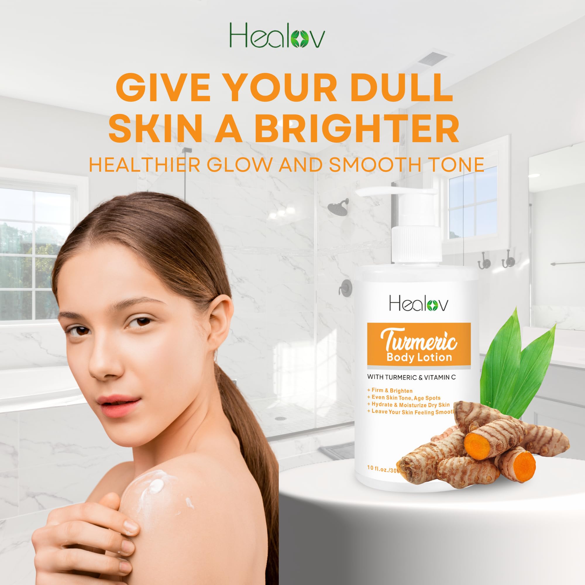 Herblov Turmeric Lotion for Dark Spots – Natural Skin Brightening Cream for Face & Body – Turmeric Face Cream to Cleanse Skin, Fight Acne, Even Tone, Clear Scars, Sun Damage, & Hyperpigmentation