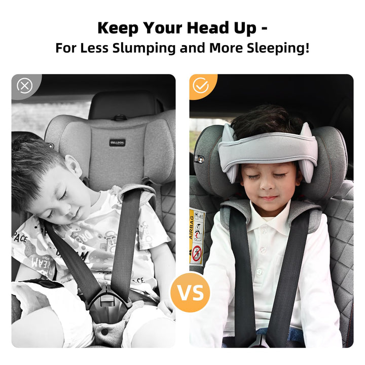 Car Head Support Toddle Car Neck Relief Baby Child Car Seat Adjustable Head and Neck Support Band - A Comfortable Sleep Solution, Gray