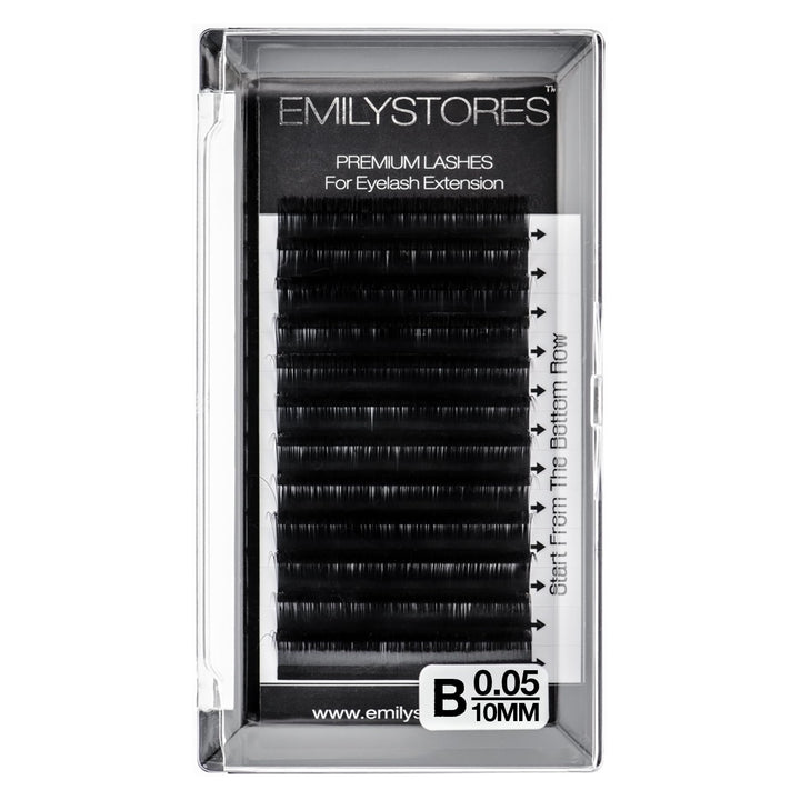 10MM : EMILYSTORES 0.05mm Thickness B Curl 10mm Length Lashes Silk Mink Eyelashes For Eyelash Extensions Single Size One Tray