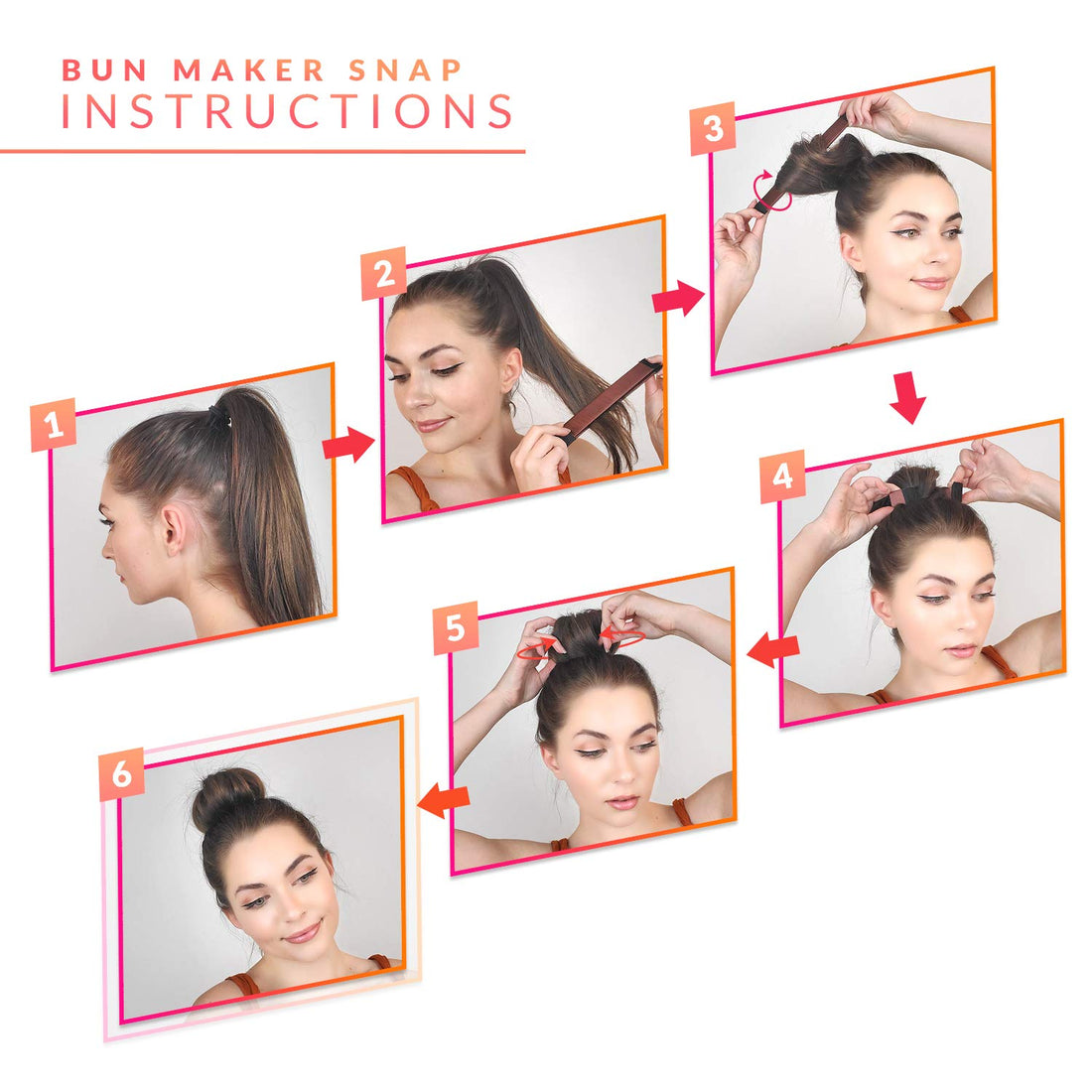 Fast Hair Bun Maker French Twist Hair Fold Wrap Snap (1 Brown