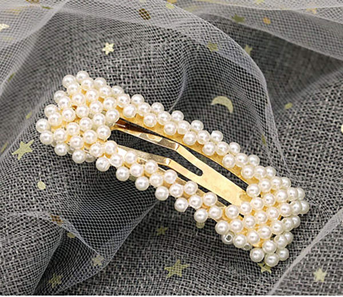 2PCS Sweet Imitation Pearl Hair Clips Hairpin Simple Fashion Alloy BB Hairgrip Hair Accessories for Women (Drop-shaped, Silver)