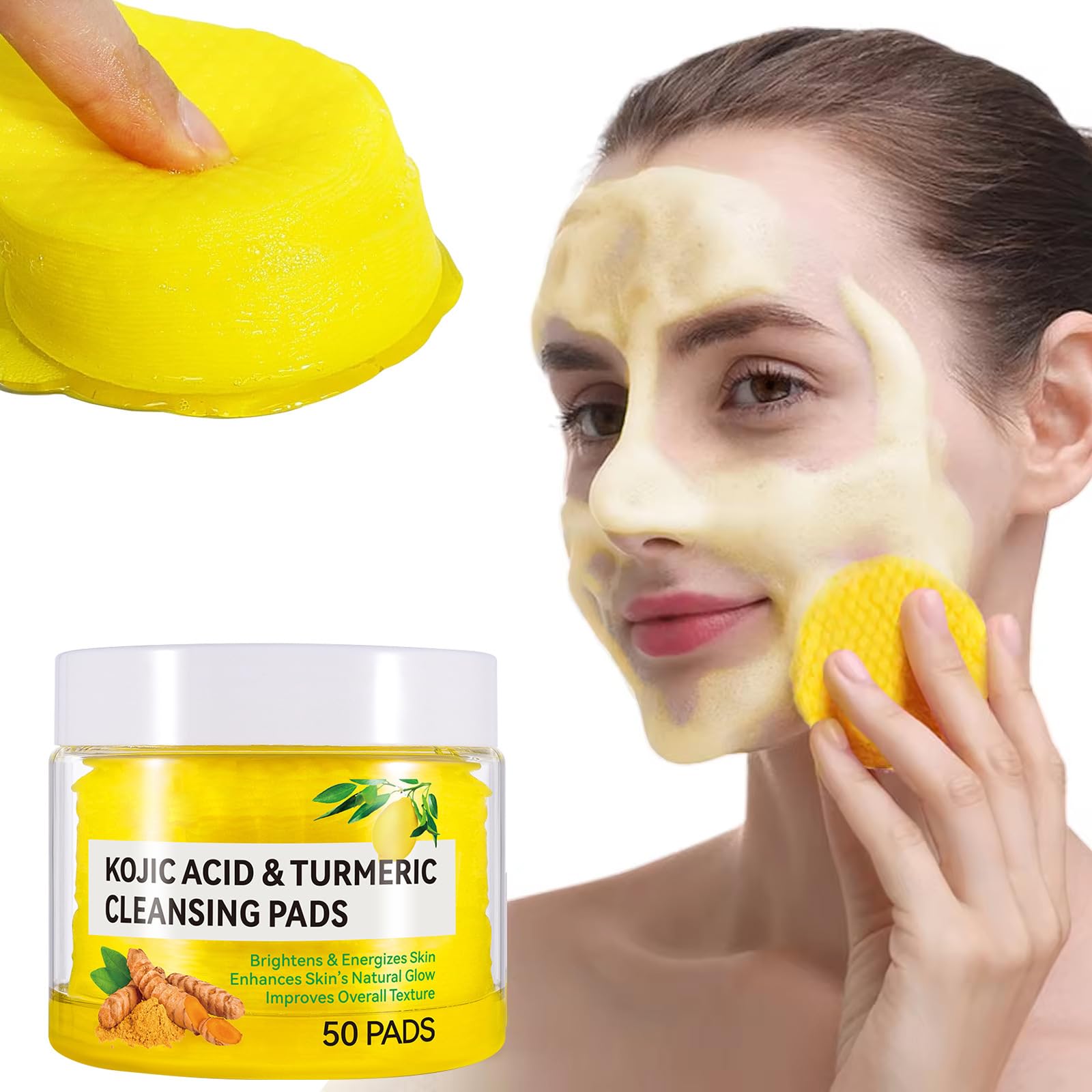 Turmeric Face Scrub Cleansing Pads, Turmeric Glow Wash - Exfoliating Helps Balance Skin. (50 Pcs)