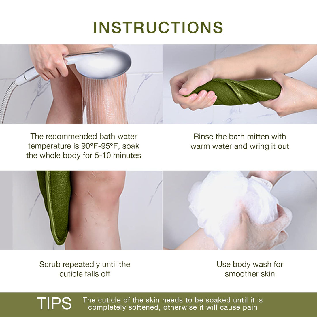 Lupure Deep Exfoliating Mitts Body Scrub for Soft Skin - Exfoliating Glove & Skin Cleanser Lift Away Dead Skin, Great for Spray Tan Removal or Keratosis Pilaris