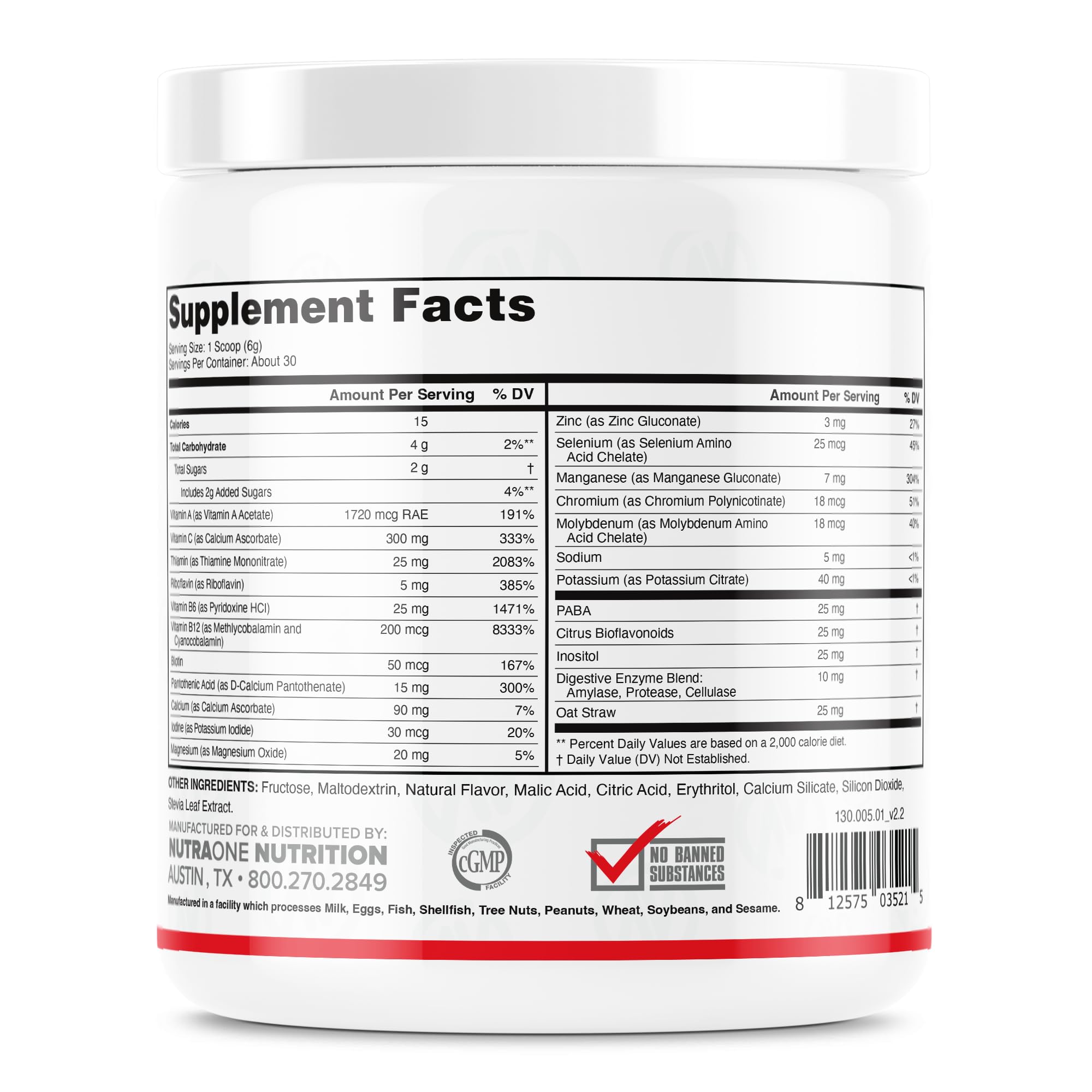 NutraOne Vitality Vitamin Powder Powdered Vitamin and Mineral Supplement (Fruit Punch - 30 Servings)