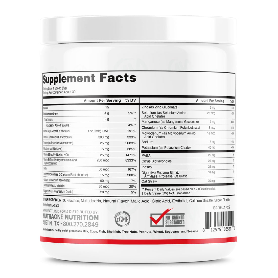 NutraOne Vitality Vitamin Powder Powdered Vitamin and Mineral Supplement (Fruit Punch - 30 Servings)