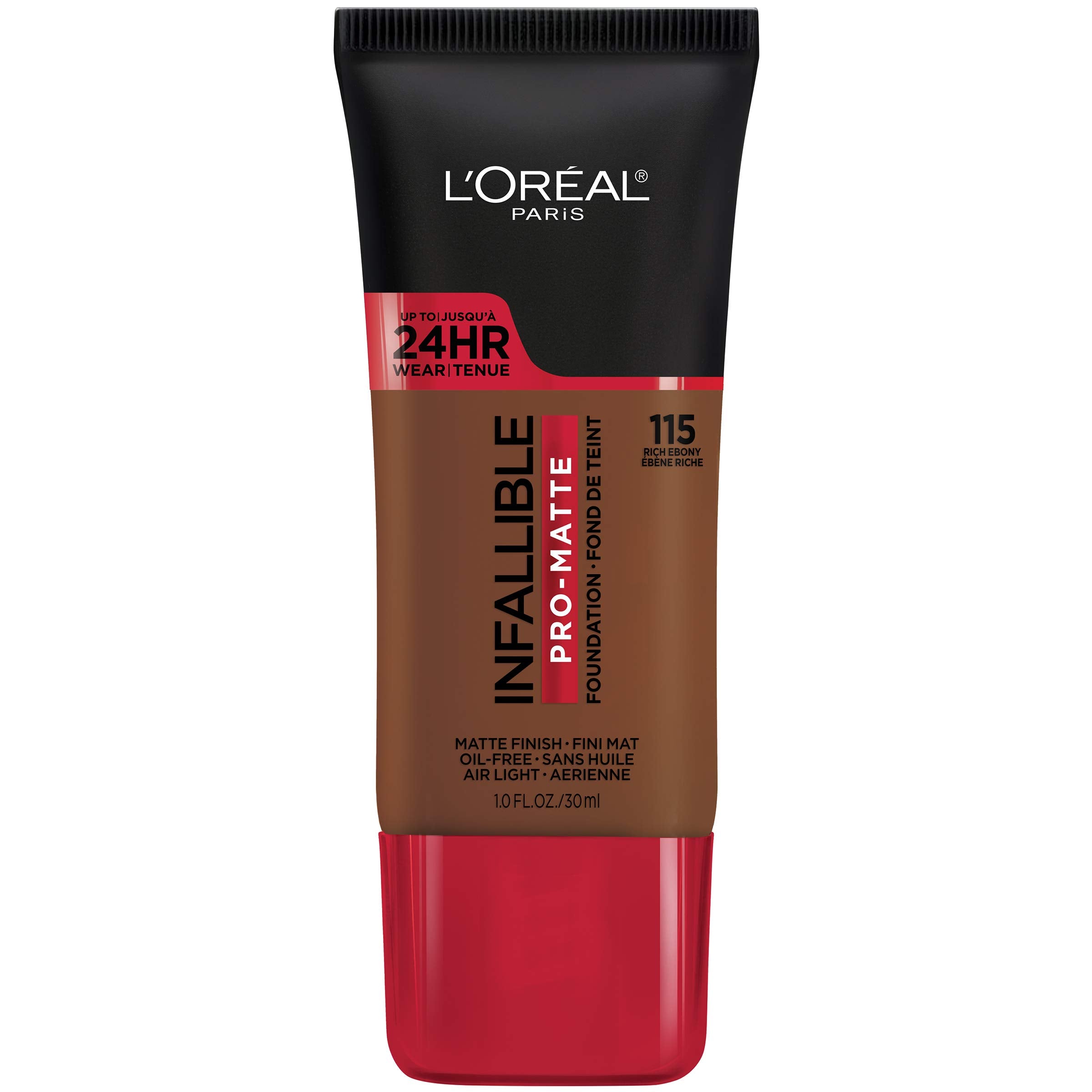 L'Oreal Paris Cosmetics Makeup Infallible Pro-Matte Liquid Longwear Foundation, Rich Ebony, 1 fl oz.