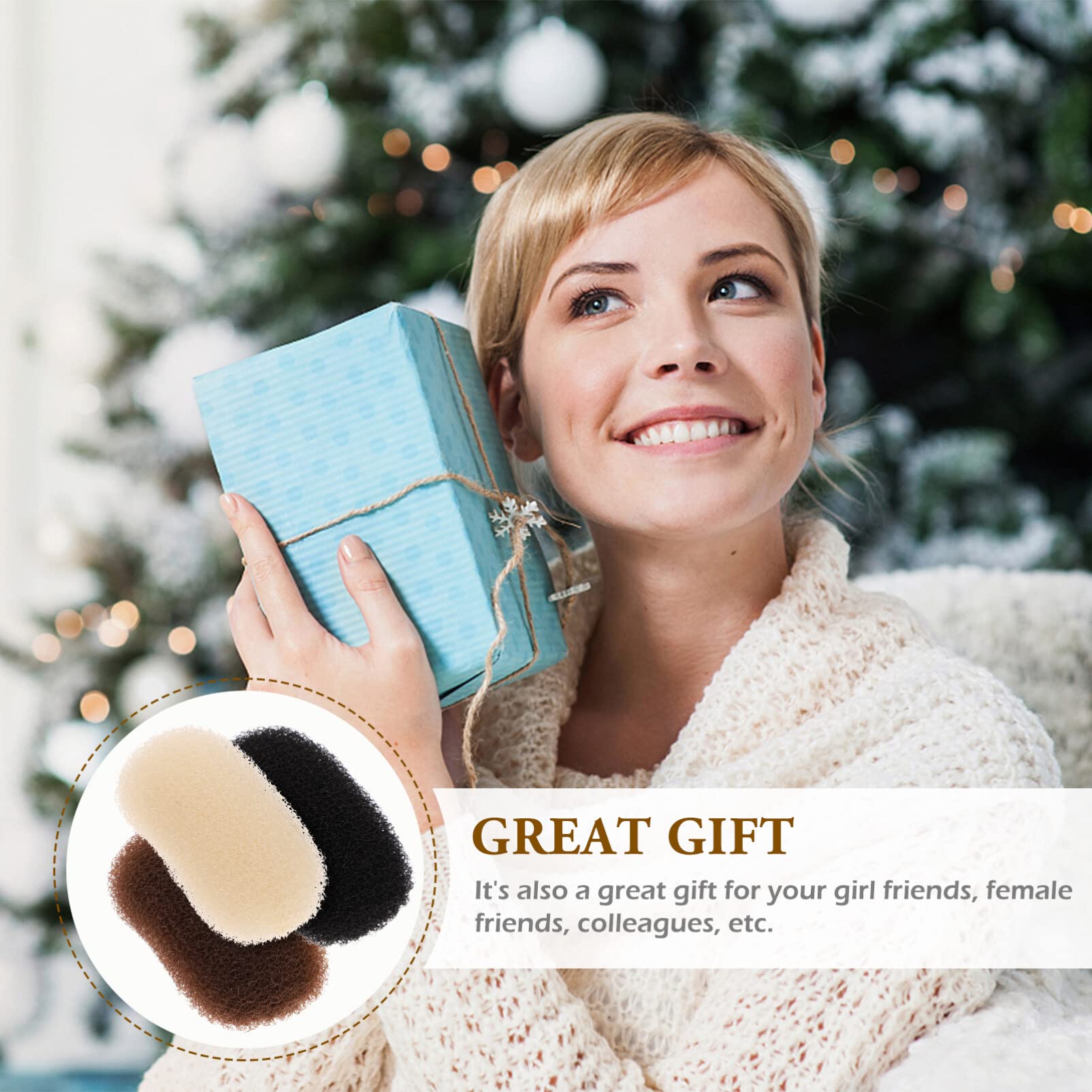 Beaupretty 3pcs Volume Bump Up Hair Sponge Inserts and Puff Cushion Clips - Hair Styling Tools for Women Girls