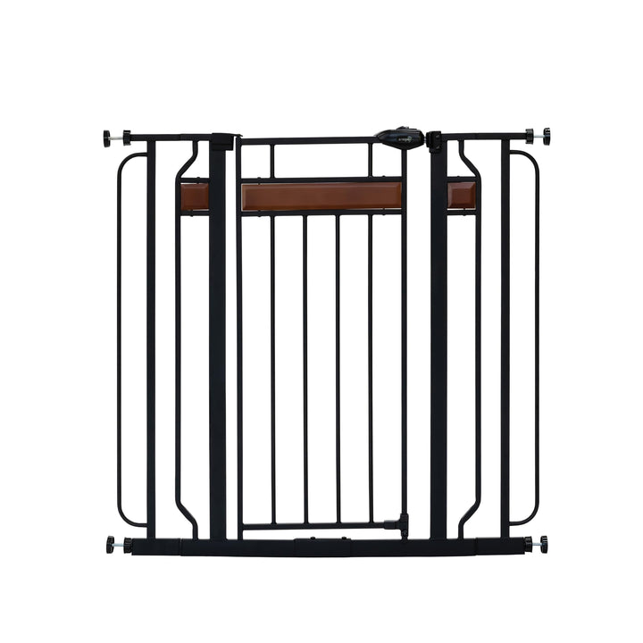 Regalo Home Accents Extra Tall & Wide Baby Gate, Bonus Kit, Includes Décor Steel With Hardwood, 4 Extension Kit, 4 Pack Pressure Mount Kit & Wall Cups, 0320 DS