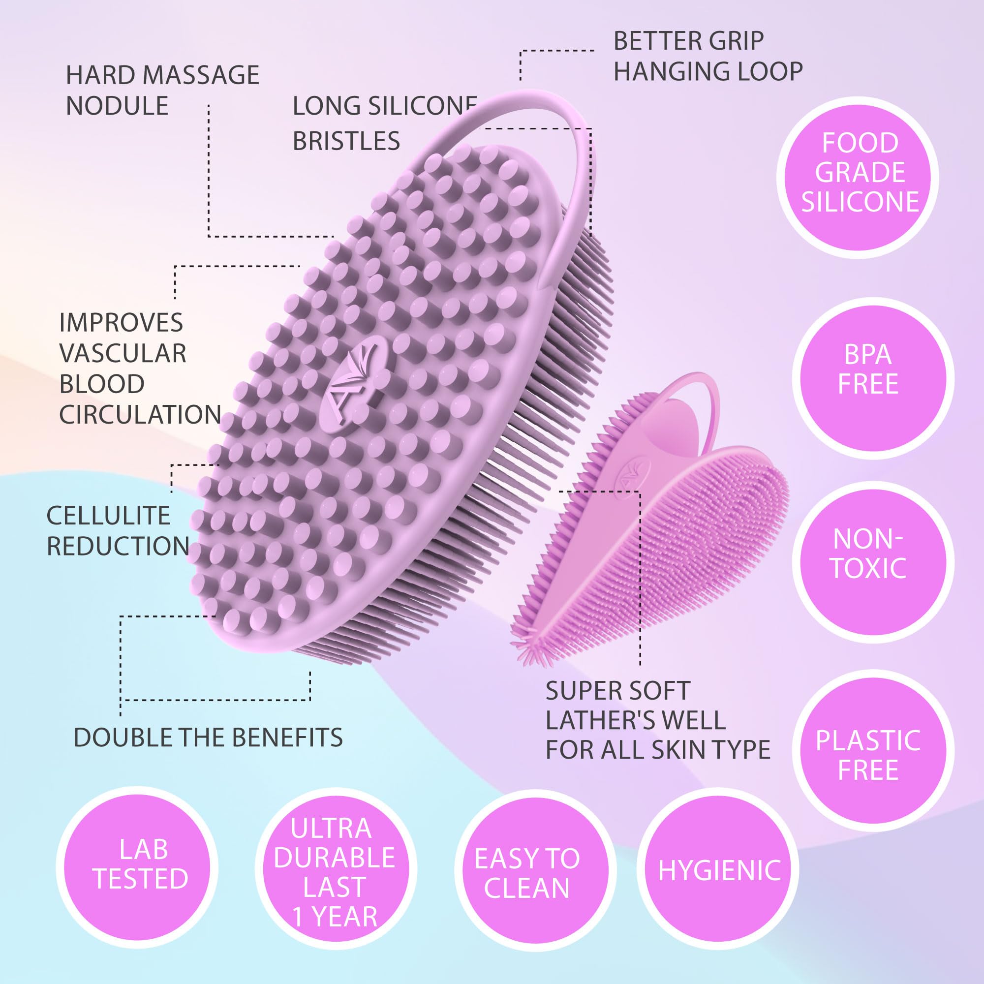 Avilana Body and Face Scrubber Combo – Includes Dual-Sided Body Scrubber and Gentle Face Scrubber – Hygienic, Long-Lasting, and Gentle for Body and Face