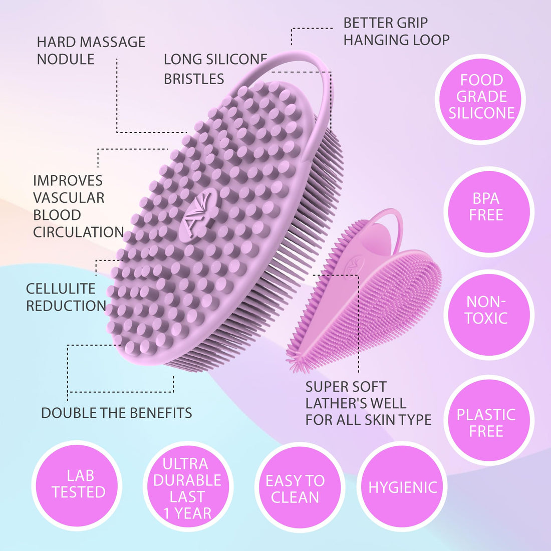 Avilana Body and Face Scrubber Combo – Includes Dual-Sided Body Scrubber and Gentle Face Scrubber – Hygienic, Long-Lasting, and Gentle for Body and Face