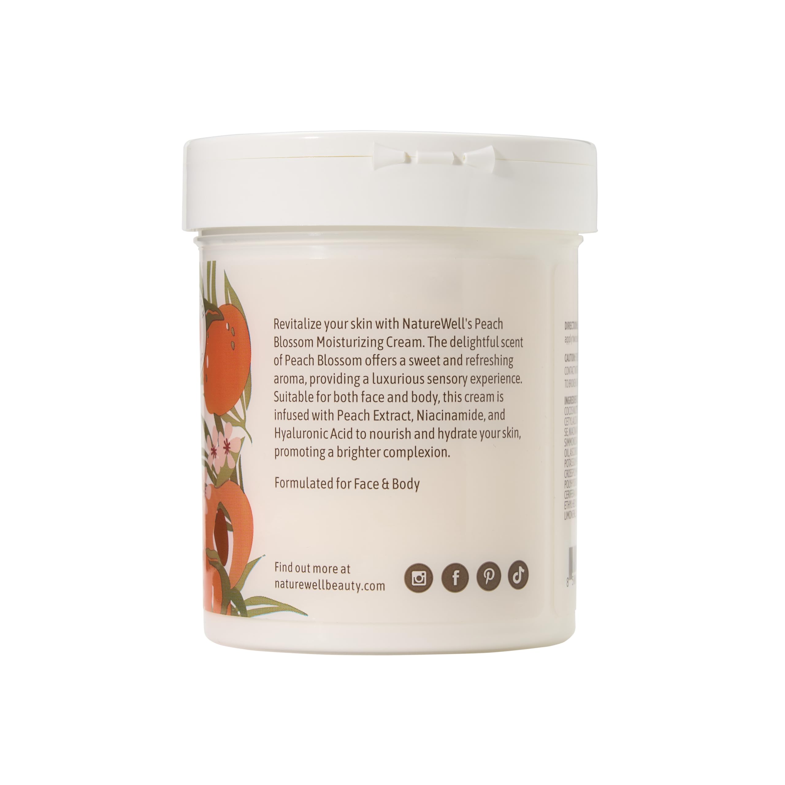 NATURE WELL Peach Blossom Restore & Brighten Moisturizing Cream For Face & Body, Infused With Peach Extract, Niacinamide, & Hyaluronic Acid, Promotes A Brighter Complexion, 16 Oz.