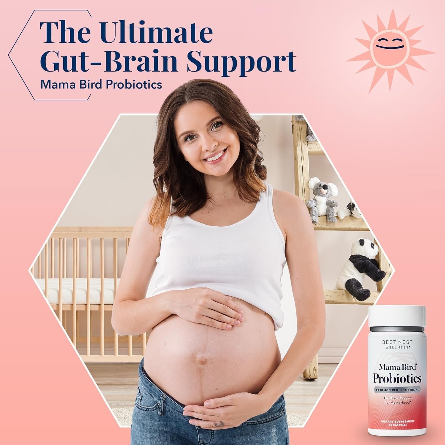 Best Nest Wellness Mama Bird Probiotics - Digestive Health Supplement Aids Gut - Brain Support - 50 Billion CFU Multi-Probiotic Supplement for Women - Supports Healthy Gut Biome - 30 Capsules