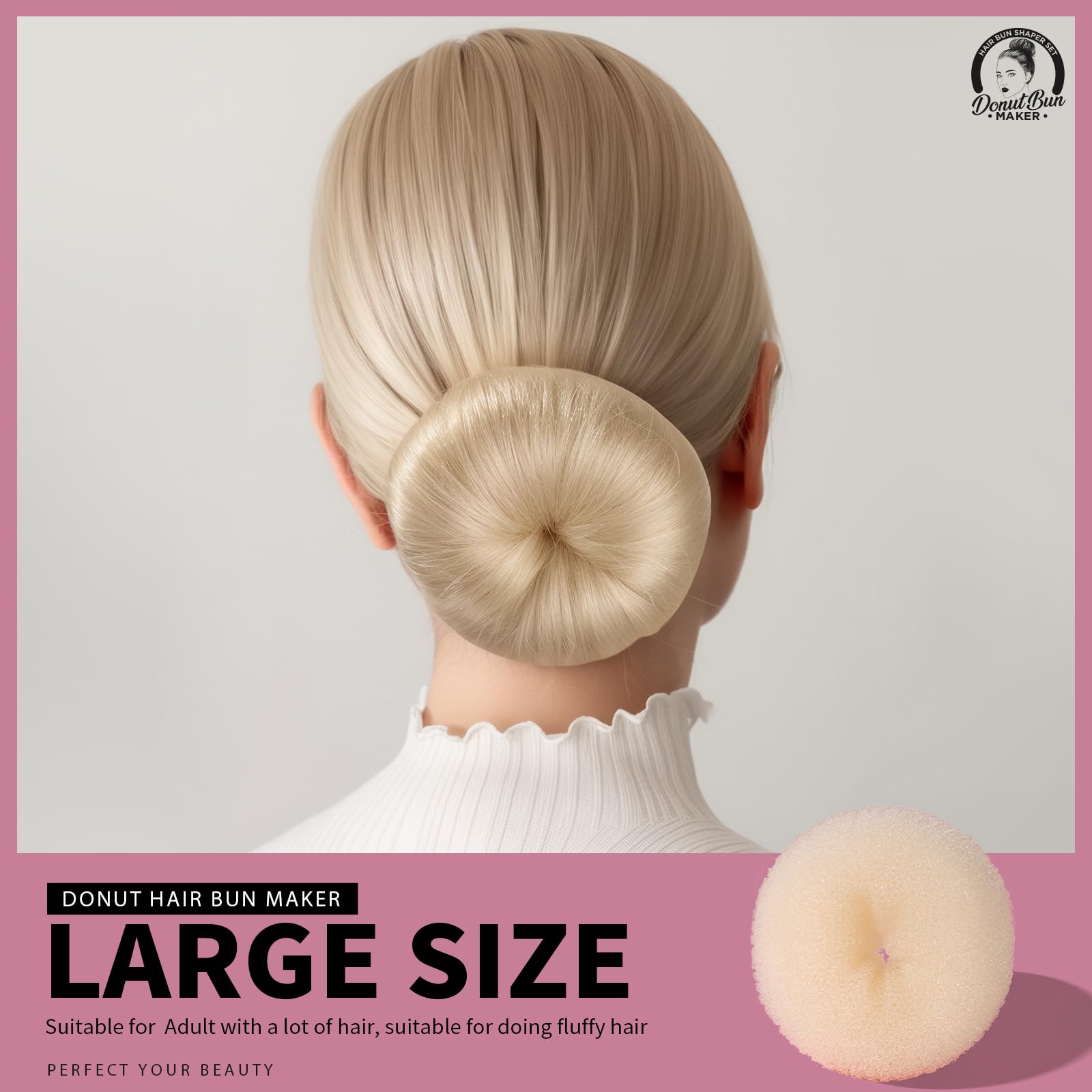 Teenitor Hair Bun Shaper SetÅ’Teenitor 4 Hair Pcs Donut Bun Maker(Extra-large, Large, Medium, Small) with Large Bobby Pins Blonde 20pcs, Doughnuts Ring Styler Maker