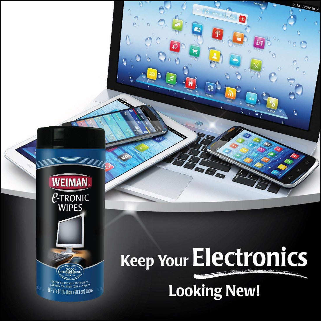 Weiman Electronic Wipes Canister 30 Count (Pack of 2)