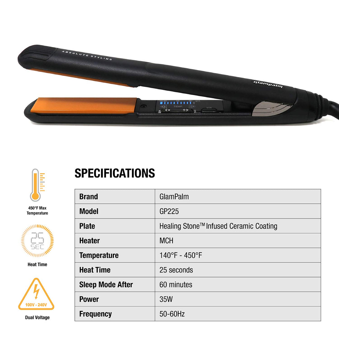 Glampalm 1 Inch Pro Professional Ceramic Hair Styling Iron