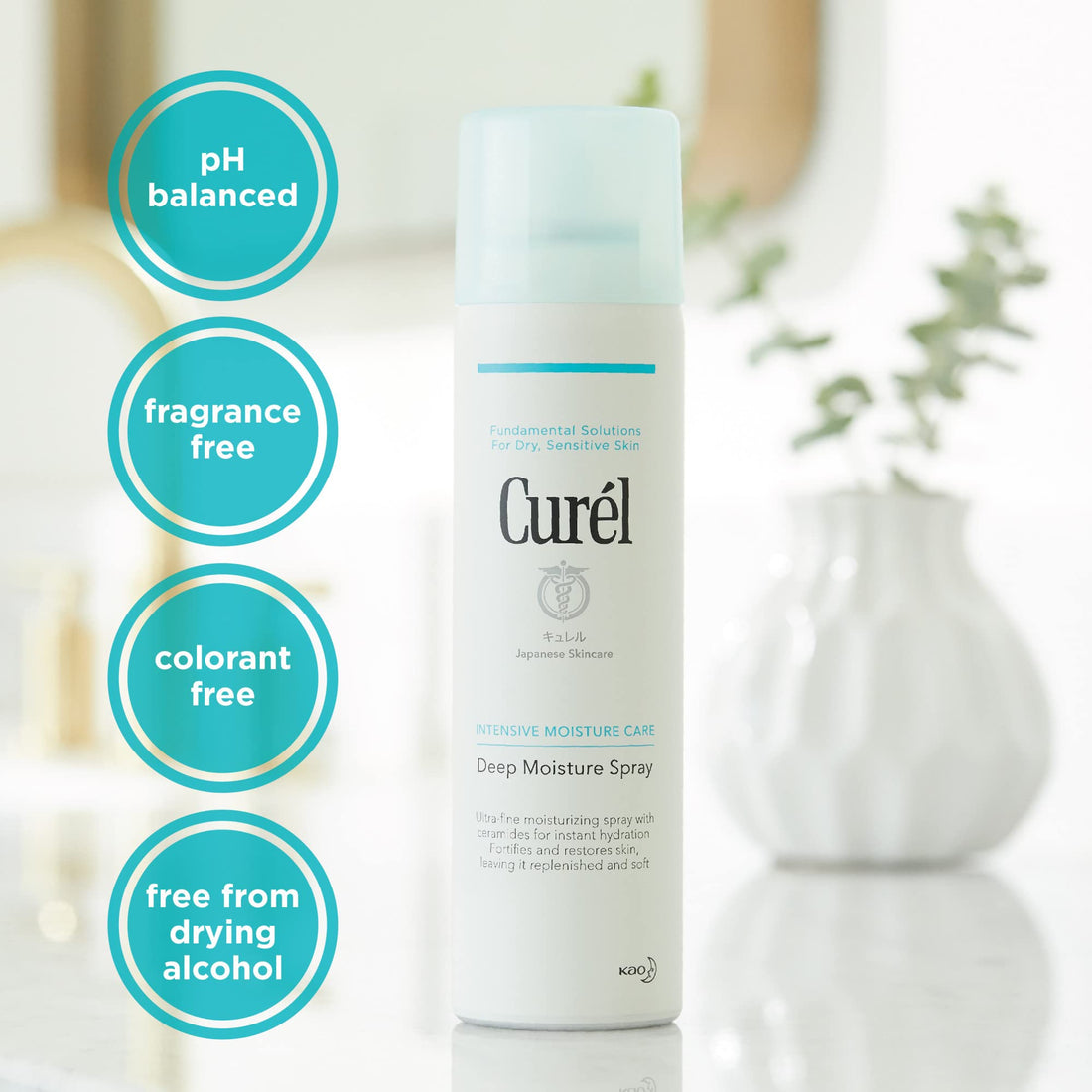 Curel Japanese Skin Care Deep Moisture Spray, Spray on Moisturizer for Dry Skin, Face Hydrating Spray with Ceramides, 5 Oz