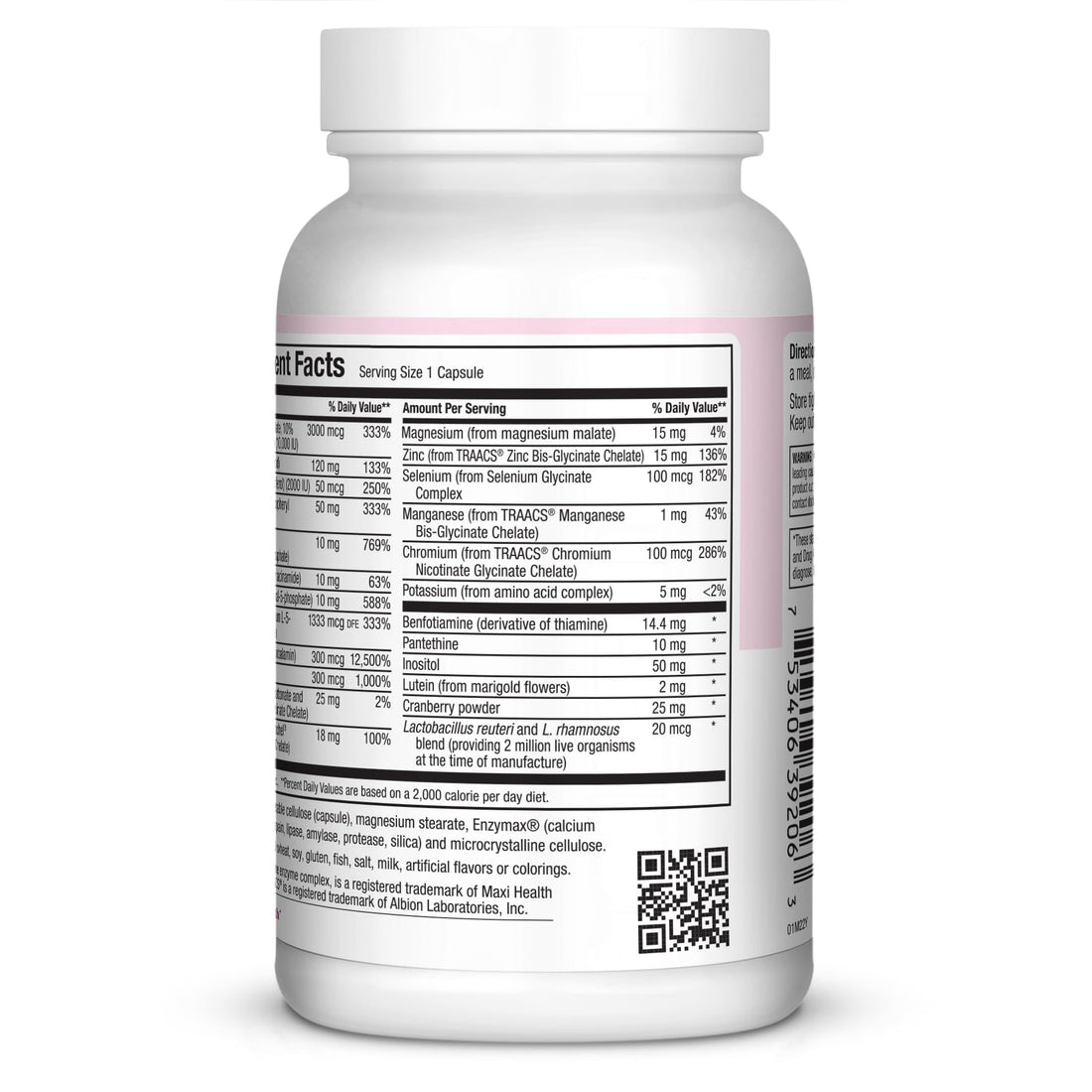 Maxi Health Women's Daily Multivitamin Biotin, Vitamins A B C D E, Calcium, Zinc, Lutein, Magnesium, Folate and More. Supports Gut Health for Women. Natural, Non-GMO, Gluten Free & Dairy Free Kosher