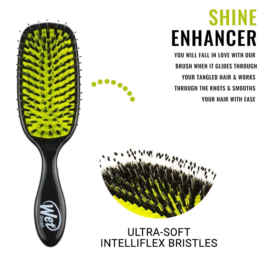 Wet Brush Shine Enhancer Hair Brush - Black - Exclusive Ultra-soft IntelliFlex Bristles - Natural Boar Bristles Leave Hair Shiny And Smooth For All Hair Types - For Women, Men, Wet And Dry Hair