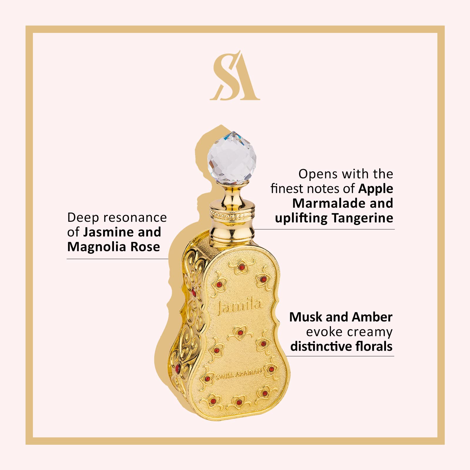 Swiss Arabian Jamila- Luxury Products From Dubai - Long Lasting And Addictive Personal Perfume Oil Fragrance - A Seductive, Signature Aroma - The Luxurious Scent Of Arabia - 0.5 Oz (Jamilia)
