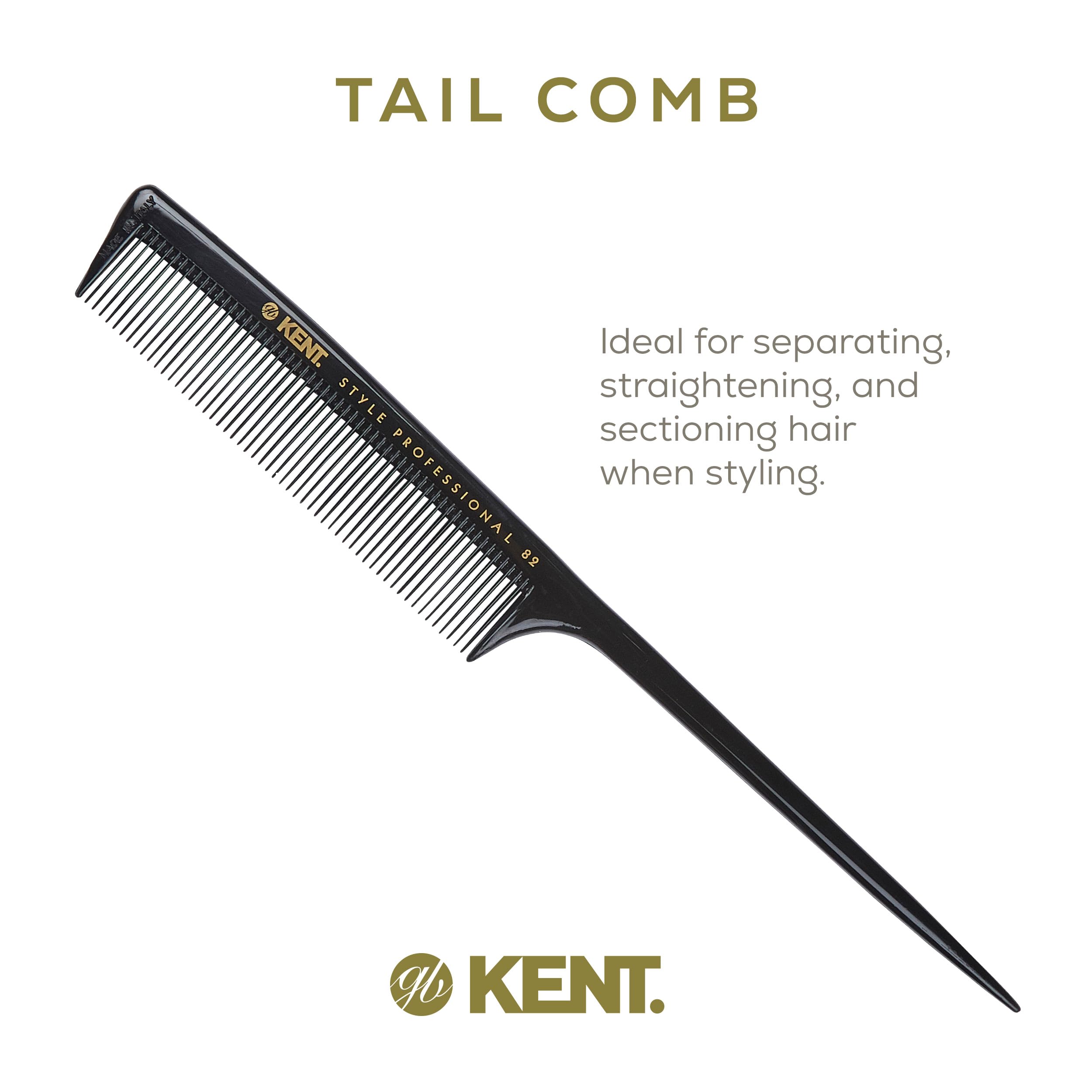 Kent SPC82 Salon-Style Dressing Cutting Comb with Fine Teeth - Tail Comb Professional Barber Haircut Comb for Styling and Teasing for All Hair Types - Kent Quality Barber Supplies