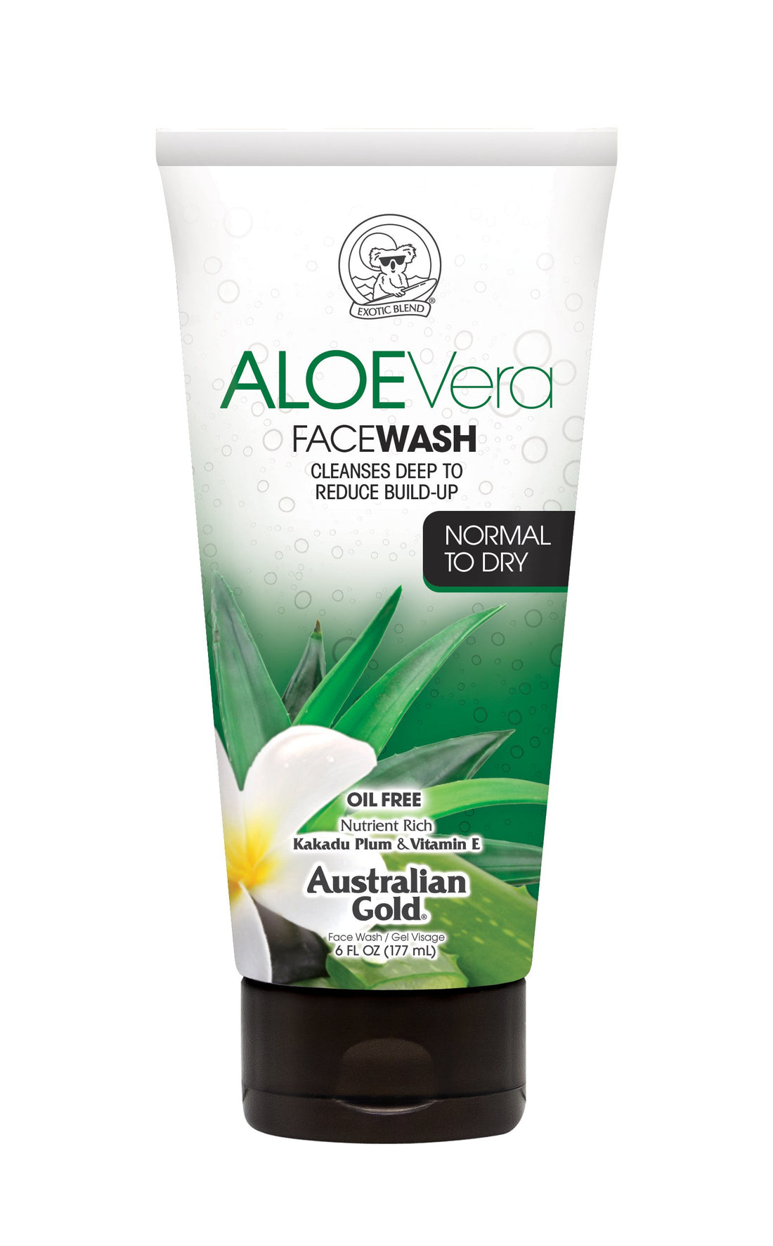Australian Gold Aloe Vera Daily Moisturizing Face Wash, 6 Ounce | Cleans Deep & Reduces Buildup | Normal To Dry Skin