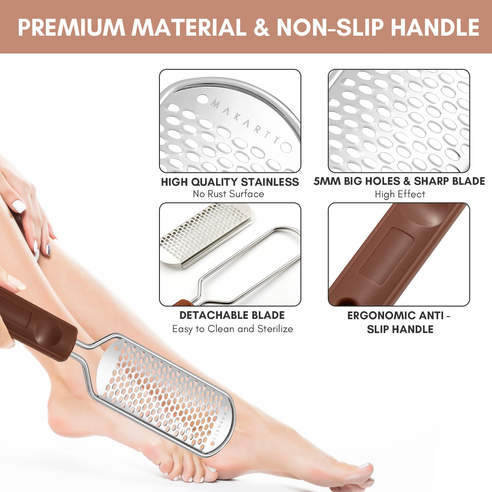 Makartt Foot File: Colossal Foot Scrubber Metal Foot Spa Pedicure Tools Callus Remover for Feet Dead Skin Care Foot Scraper Professional Rasp Callus Shaver Removal Foot Rasp