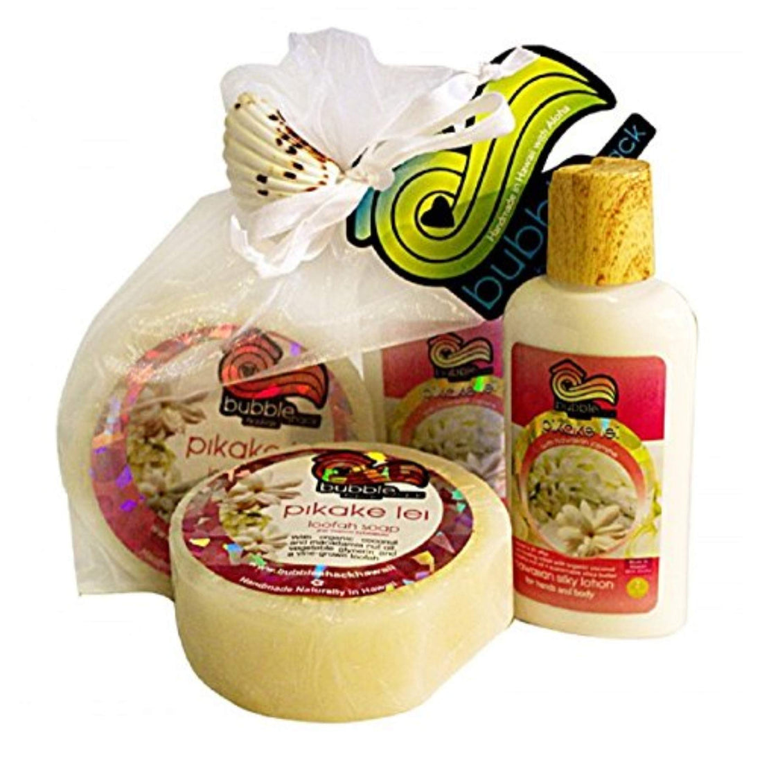 Hawaiian Bubble Shack Loofah Soap & Body Lotion Duo Gift Set Pikake Lei