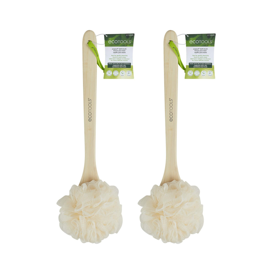 EcoTools Ecopouf Bath Brush, 2 Count (Colors May Vary)