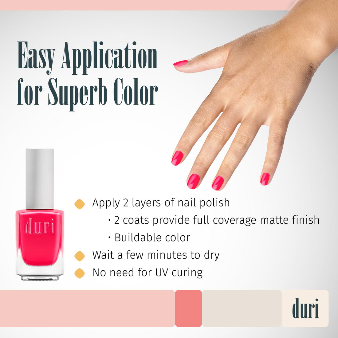 duri Nail Polish, 151N Poison, Neon Hot Pink, Matte, 0.5 fl.oz.