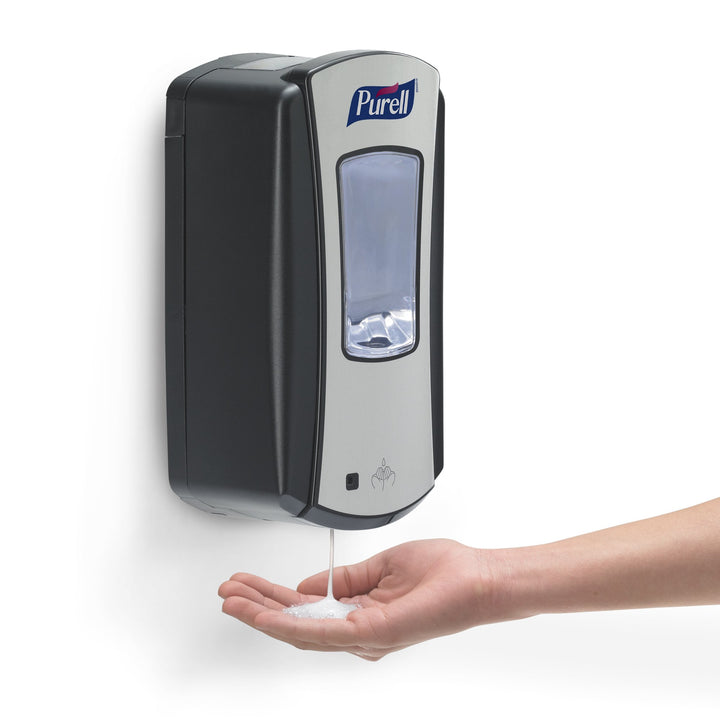 Purell LTX-12 Touch-Free Hand Sanitizer Dispenser, Chrome/Black, for 1200 mL Purell LTX-12 Hand Sanitizer Refills (Pack of 1 - Refills sold separately) - 1928-04