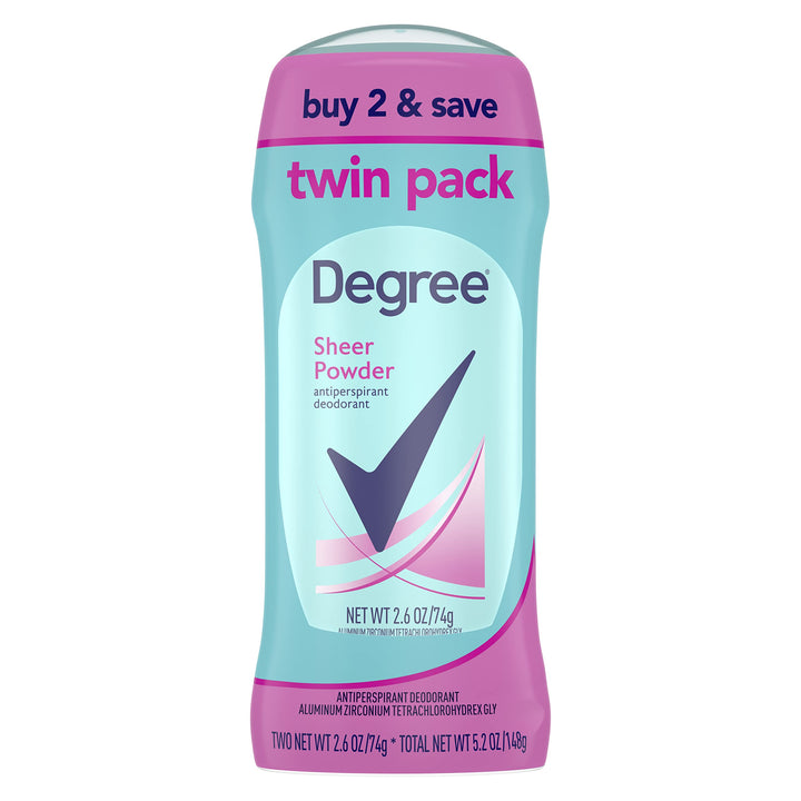 Degree Original Antiperspirant Deodorant 48-Hour Sweat and Odor Protection Sheer Powder Antiperspirant for Women 2.6 oz, Twink Pack