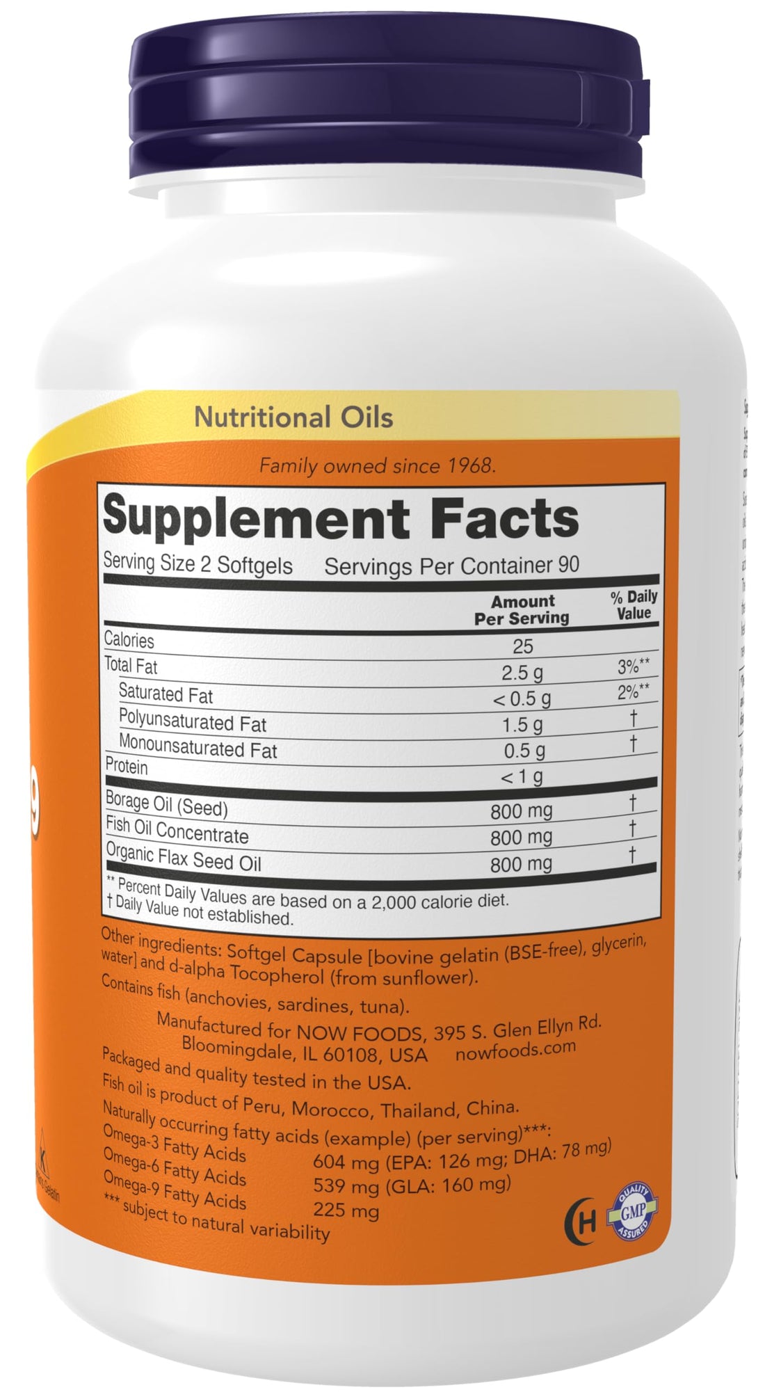 NOW Foods Supplements, Super Omega 3-6-9 1200 mg with a blend of Fish, Borage and Flax Seed Oils, 180 Softgels