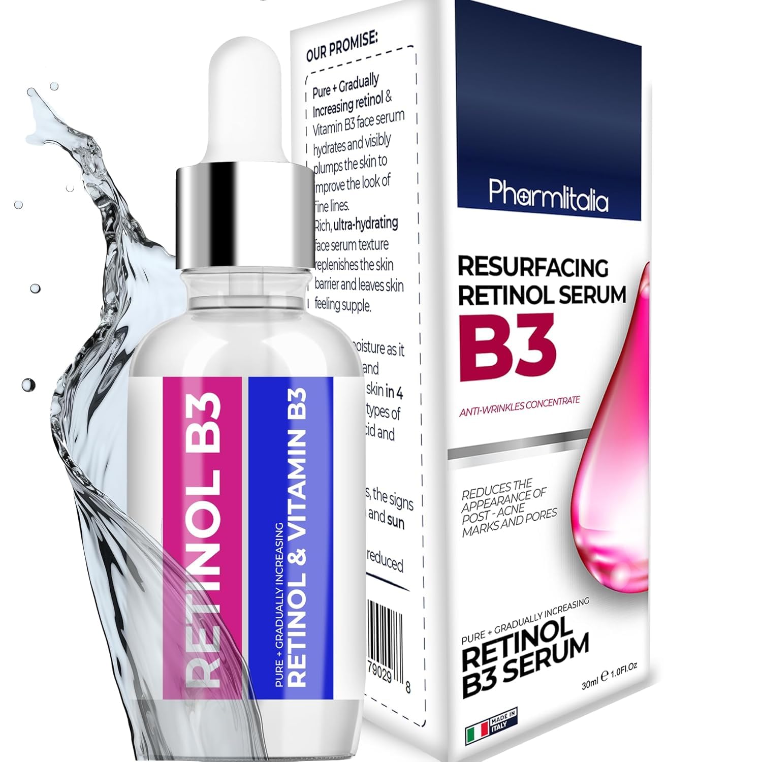 Resurfacing Retinol Serum for Face with Vitamin B3 - Retinol Total Package Serum for Anti Aging, Wrinkles, Fine Lines, Acne Scar and Sun Spots for a Radiant Complexion - Boost Collagen and Hydrates