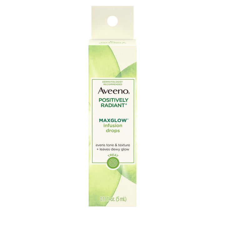 Aveeno Positively Radiant MaxGlow Infusion Drops with Moisture Rich Soy & Kiwi Complex, Hypoallergenic, Non-Comedogenic, Paraben- & Phthalate-Free Moisturizing Facial Serum, 0.17 fl. oz