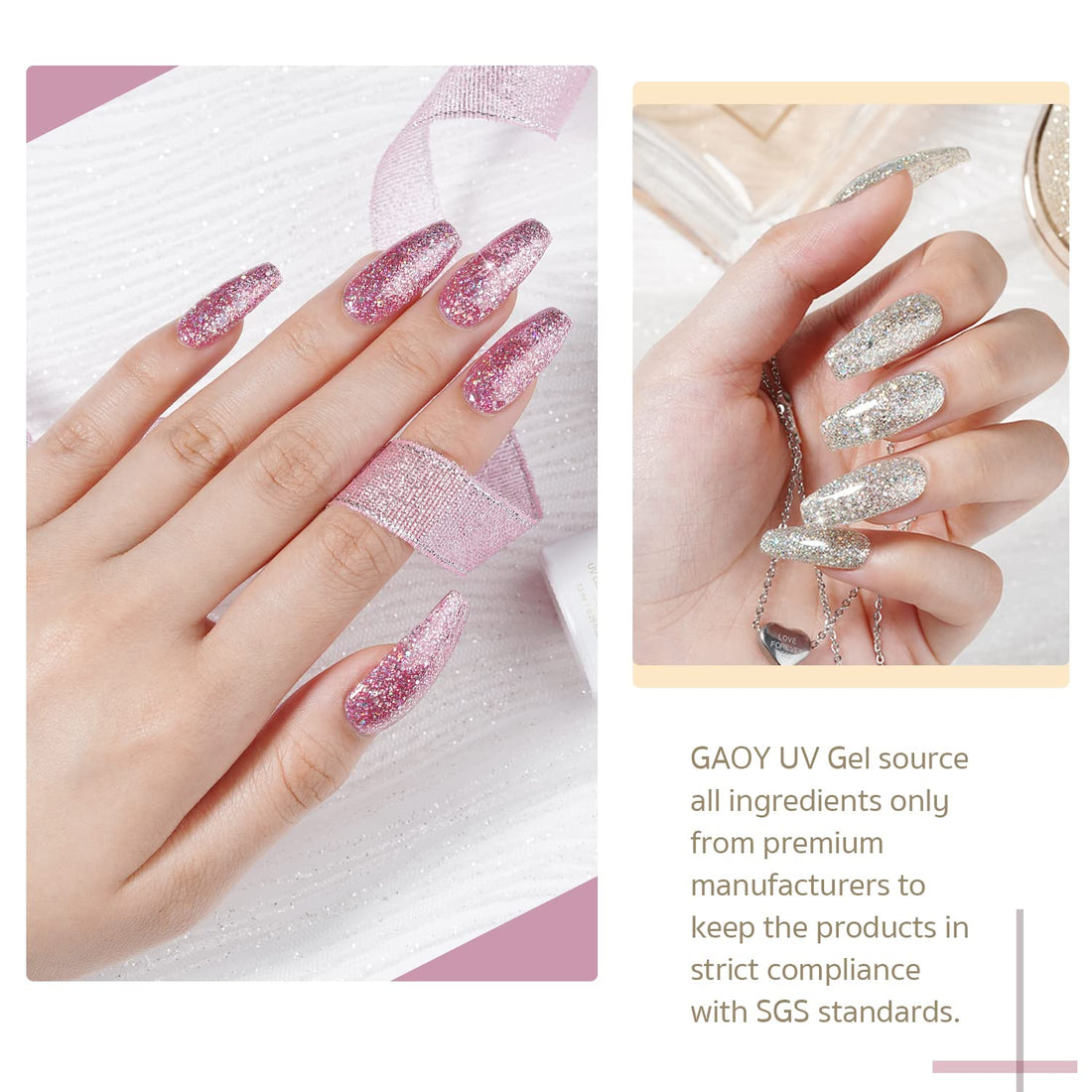 GAOY Glitter Ruby Gel Nail Polish Set of 6 Colors Including Sparkly Shiny Red Black Pink Gel Polish Kit UV LED Soak Off Nail Polish Home DIY Manicure Nail Salon Varnish