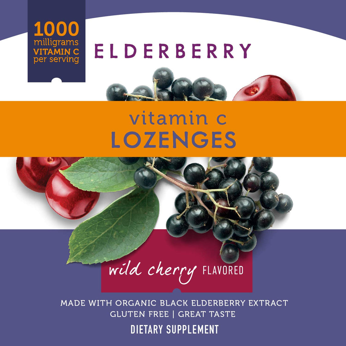 Nature’s Way Sambucus Immune Lozenges, High Potency Vitamin C, Elderberry, Wild Cherry Flavored, 24 Lozenges (Packaging May Vary) - 3 Pack