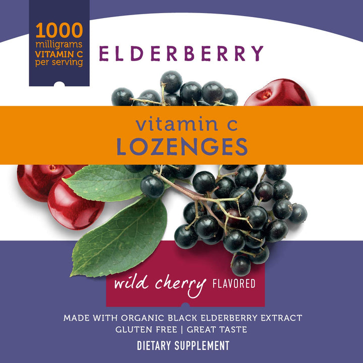 Nature’s Way Sambucus Immune Lozenges, High Potency Vitamin C, Elderberry, Wild Cherry Flavored, 24 Lozenges (Packaging May Vary) - 3 Pack