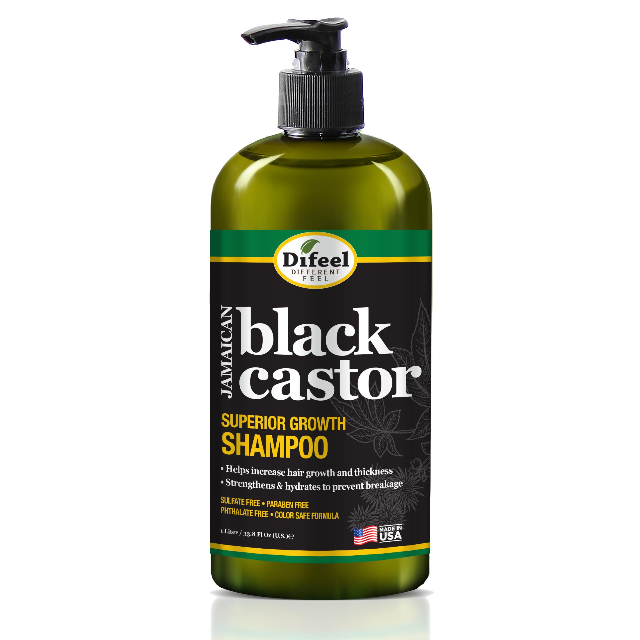 Difeel Superior Growth Jamaican Black Castor Shampoo 33.8 oz. - Sulfate Free Shampoo made with Natural Ingredients